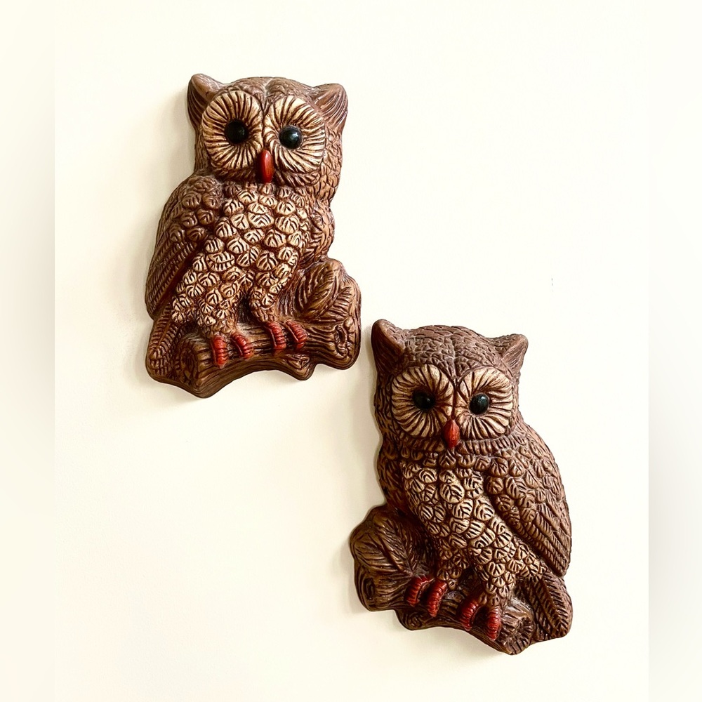 Vintage 1970s Owl Art Set
